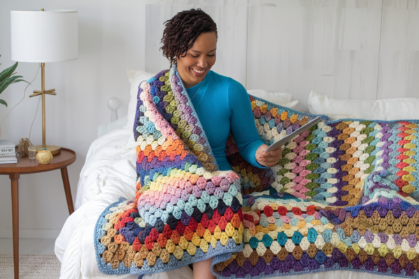 Rainbow Hugs Mosaic Blanket by Michelle Moore