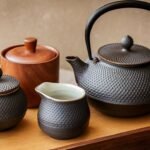 shofu japan three piece tea set teapot covered sugar creamer