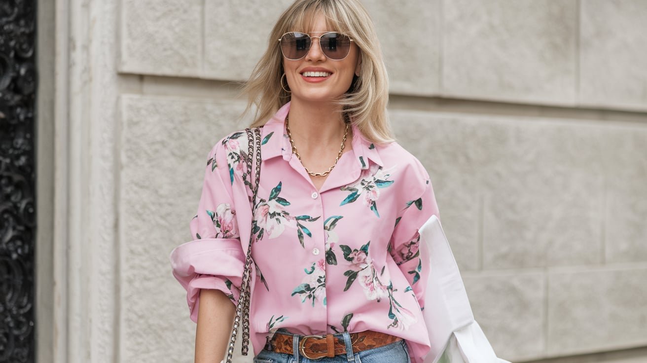 Happy Days Shirt Pink with Flowers