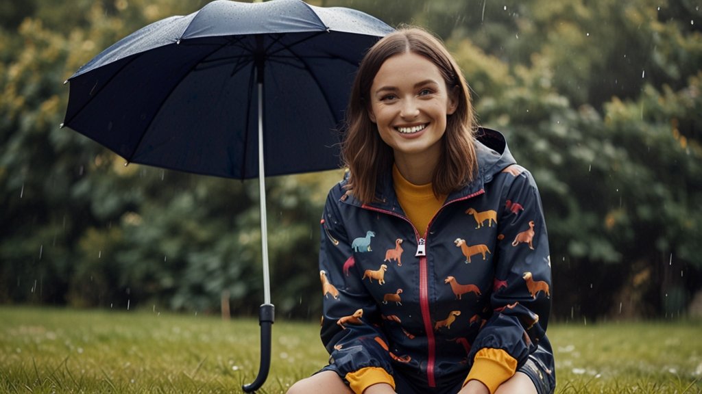 joules golightly navy sausage dog printed waterproof packaway zip jacket​